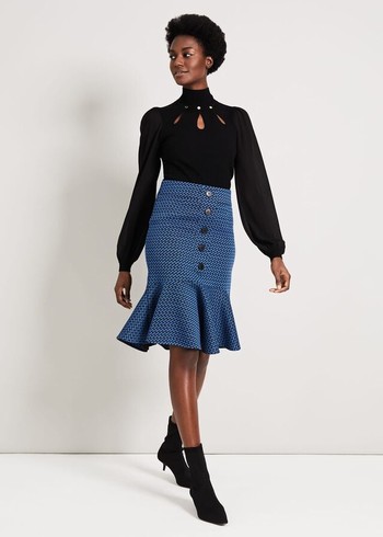 Phase Eight Sabri Tweed Skirts Black/Blue Canada | YOENQG-610